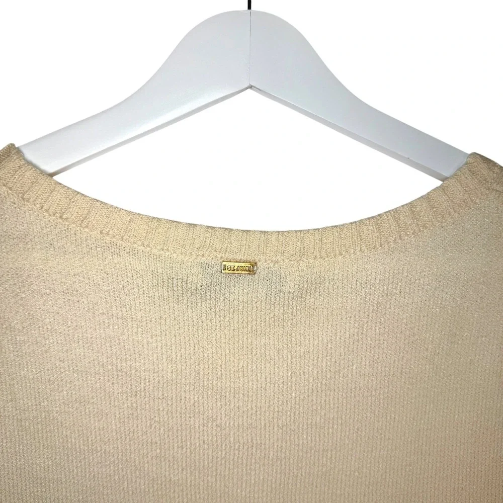 St. John Sport Knit Sweater Vest M Cream Wool Blend Quiet Luxury Minimalist Chic